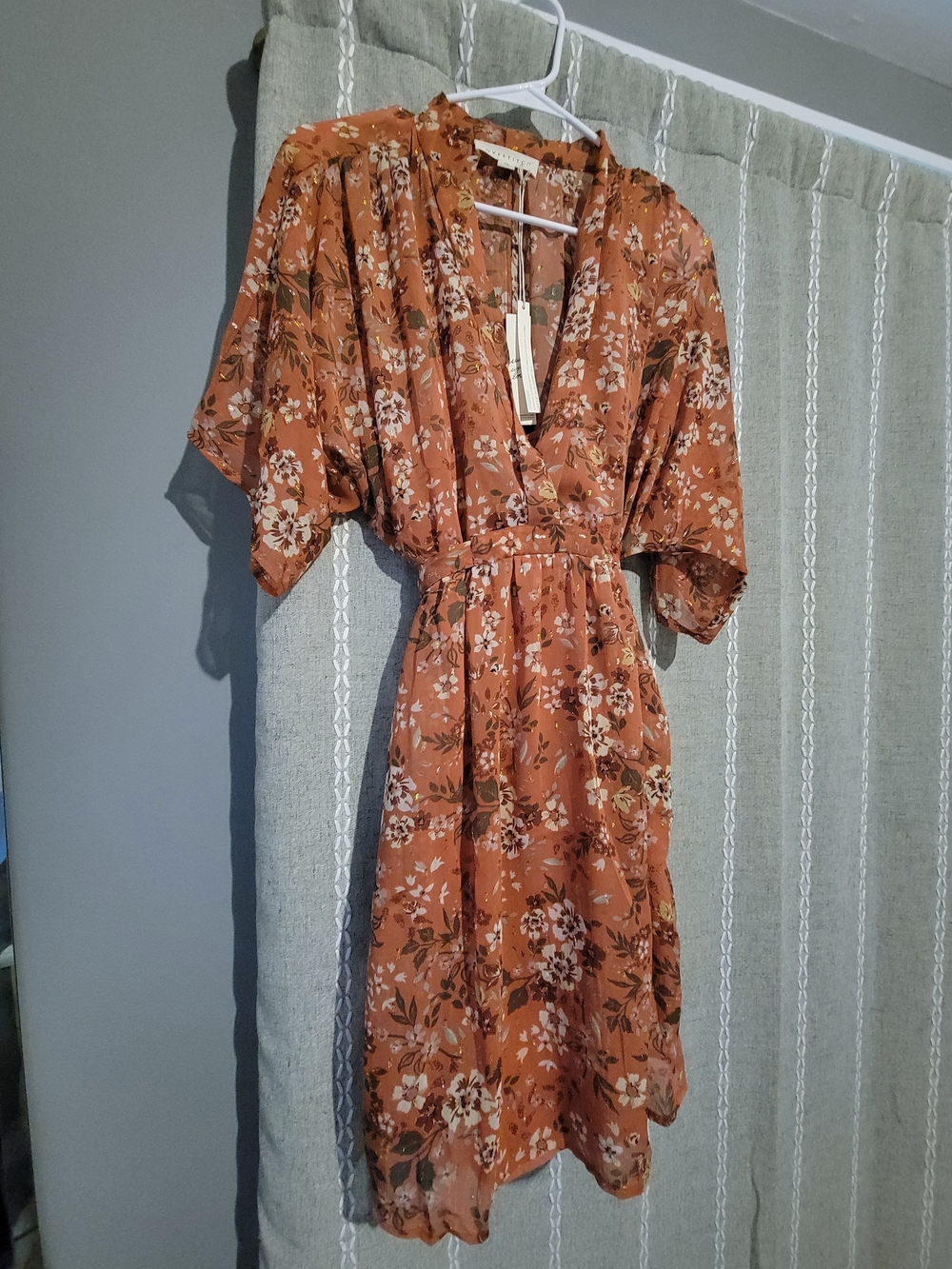 Love Stitch Rust Floral Mini Dress